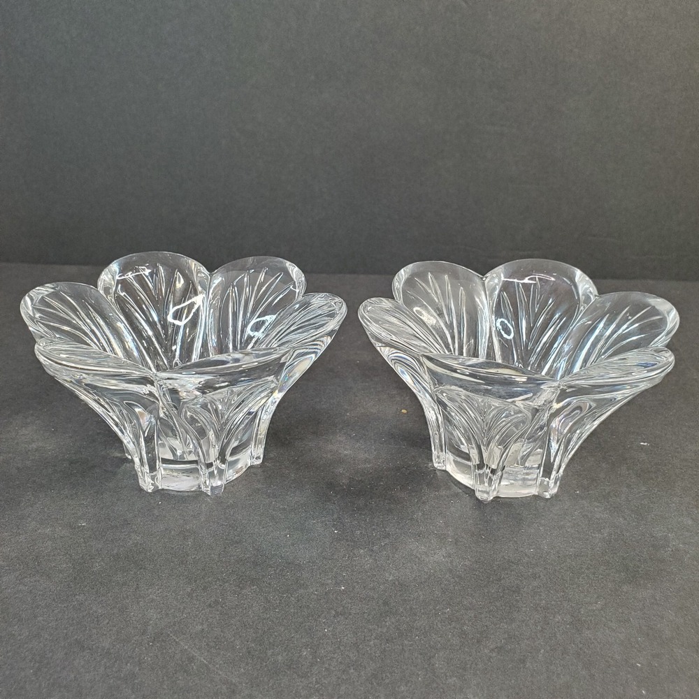 Vintage Cristal d'Arques Genuine Lead Crystal Candle Holders Tapers France Set 2